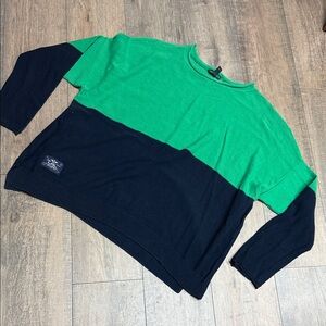 Ralph Lauren LRL Navy and Green Cotton Roll Neck Sweater